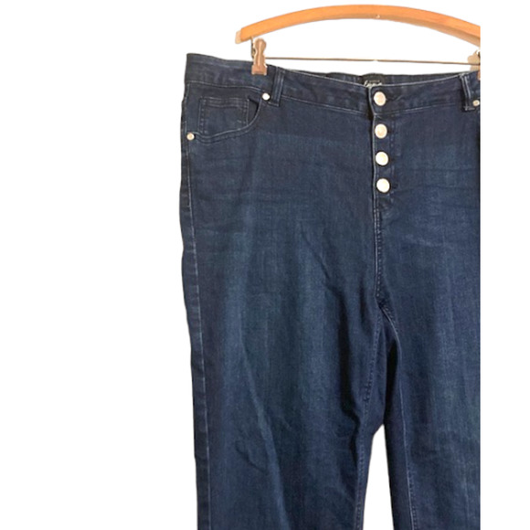 Simply Emma DARK WASH Skinny Jeans - Button High Waisted Denim Jeans - Size 20W - Picture 4 of 5